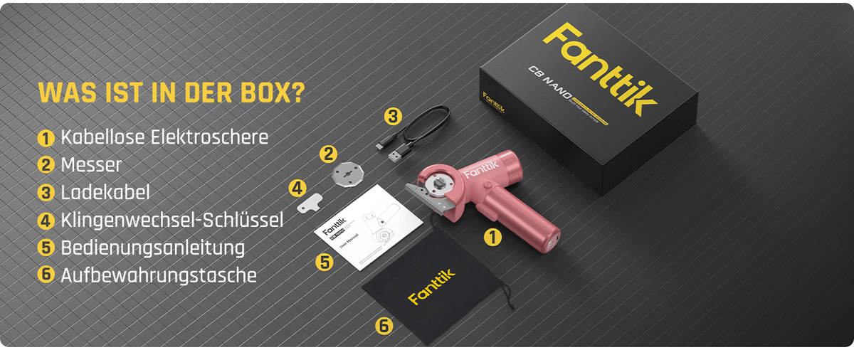 Fanttik C8 Nano Elektrische Schere, Kartonschneider Elektrisch mit Bildschirm, LED-Licht, 3 Geschwindigkeitsstufen, Wiederaufladbarer Akku, Geeignet für Stoffe, Teppiche, Leder, Kartons - Rosa
