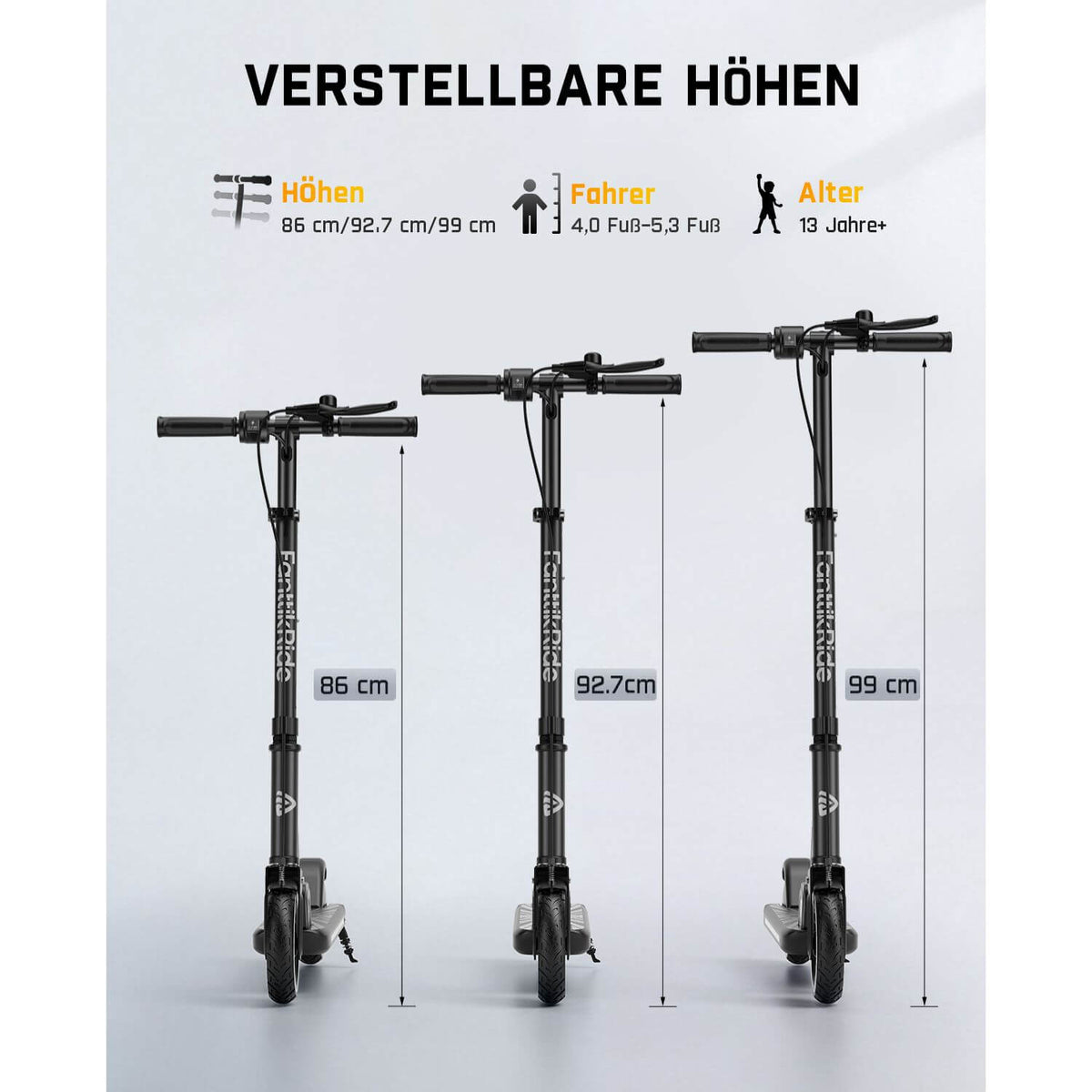 FanttikRide T9 Apex Elektroroller für Kinder ab 13 Jahren, Bunte LED-Lichter mit Bluetooth-Musiklautsprecher, 12/16/20 KMH Digitalanzeige, Höhenverstellbar, Faltbarer E-Scooter für Teenager