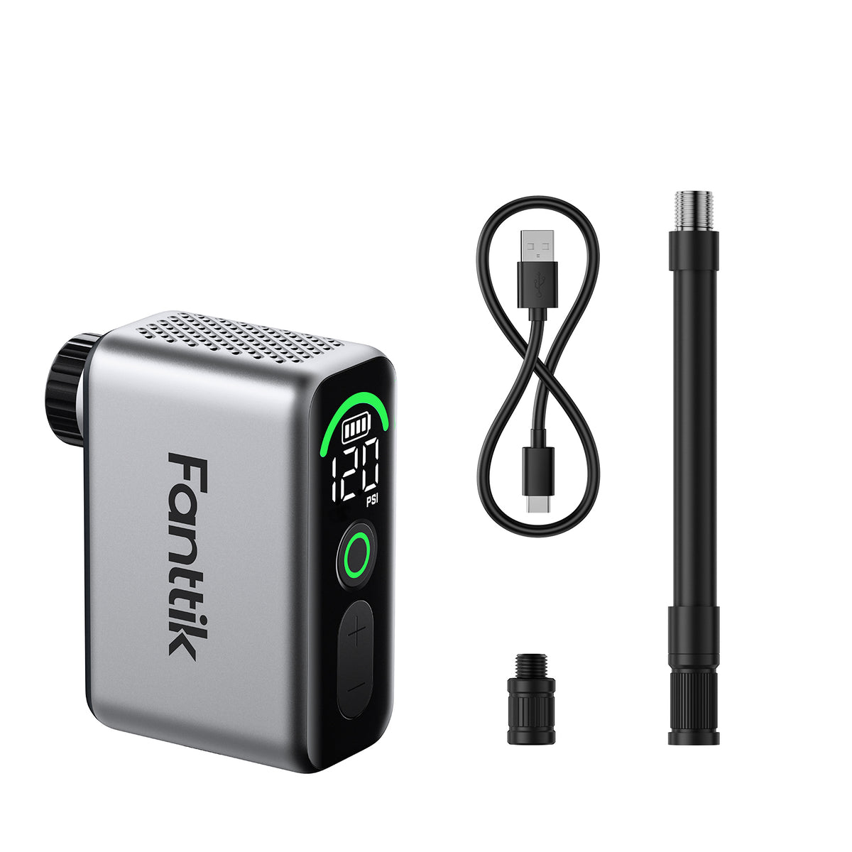 Fanttik X10 Ace Tiny Mini-Elektrofahrradpumpe, 120 PSI Kompaktluftpumpe mit Presta- und Schrader-Ventil, Schnellaufblasbare Elektrofahrradpumpe Tragbar für Rennräder