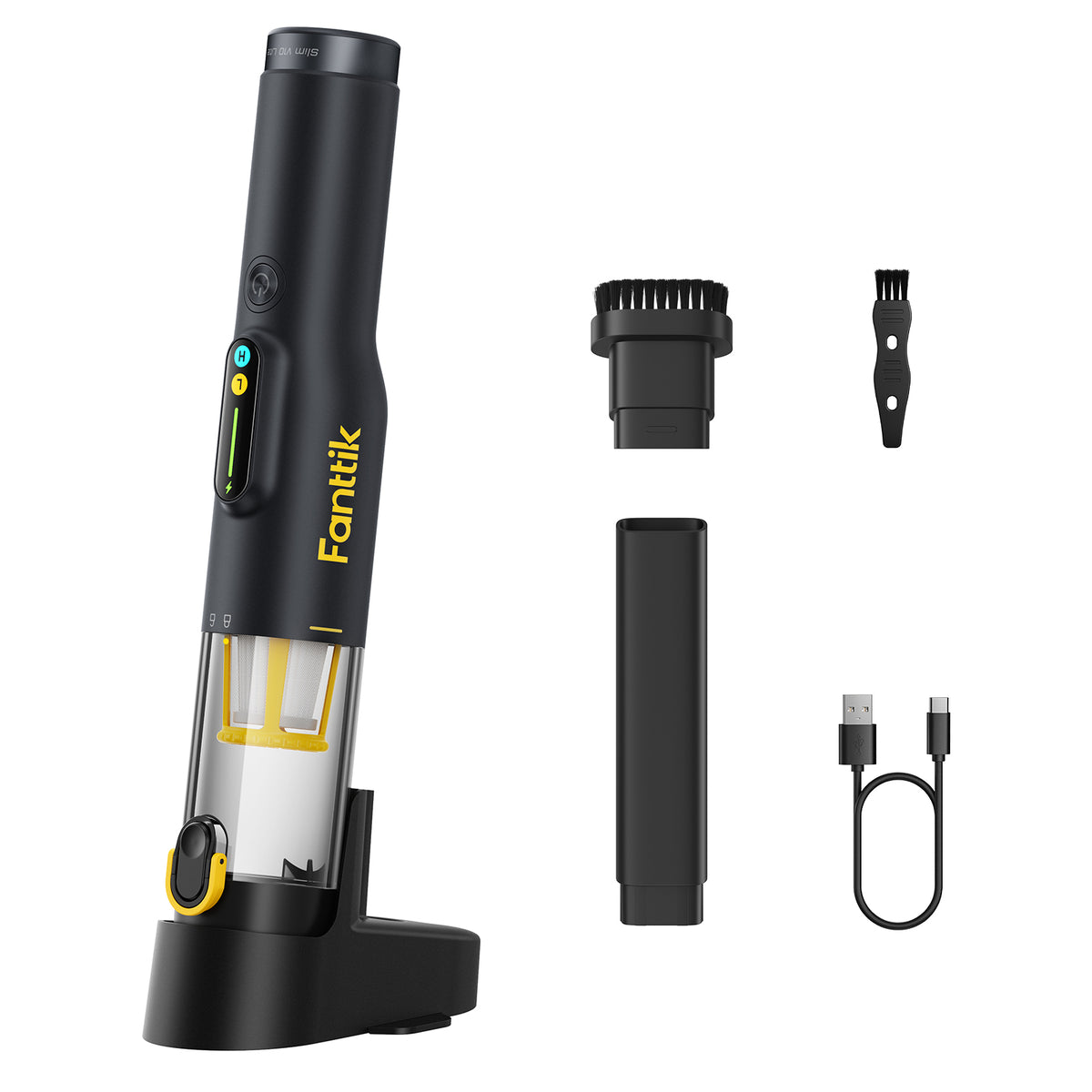 Fanttik Slim V10 Lite Kabelloser Handstaubsauger, 0,45 kg Leichtbau mit All-in-One-Station, 12000 Pa Saugkraft & Smart-LED-Display, tragbarer Mini-Staubsauger für Küche, Haushalt und Auto