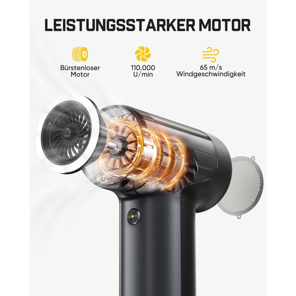 Fanttik B10 Pro Elektrische Staubgebläse, 110.000 U/min bürstenloser Motor, Luftreiniger, 3-Gang einstellbare Mini-Gebläse mit Ein-Knopf-Booster, Air Duster für PC, Tastatur, Elektronik und Werkbank