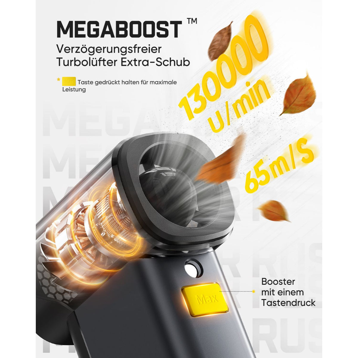 Fanttik B10 Pro Max Elektrischer Druckluftreiniger, 130.000 U/min bürstenloser Motor, Druckluftreiniger, 6 Leistungsstufen, Booster-Funktion per Knopfdruck, 28,8 Wh Akku, elektrischer Druckluftreinige