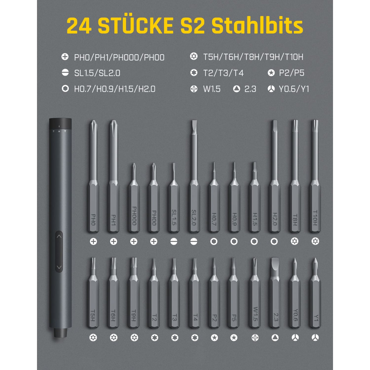 Fanttik E1 Pro Elektrisches Schraubendreher 50 in 1 Magnetische Präzisions-Schraubendreher Kit, 2 Gänge Drehmoment, 5/32 Zoll Sechskant, Geeignet für Reparatur für iPhone,Laptop, Brillen, Uhren