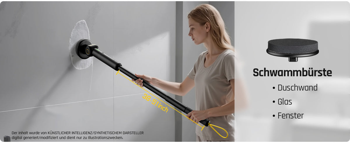 Fanttik Flip G9 Pro Elektrische Reinigungsbürste, VoltiPulse Motor, Dual-Speed, 6 Bürstenköpfe, Flexibler Winkel & Ausziehbarer Griff, IPX7 Wasserdicht, Typ-C Ladung für Boden, Fliesen, Fugen -Schwarz
