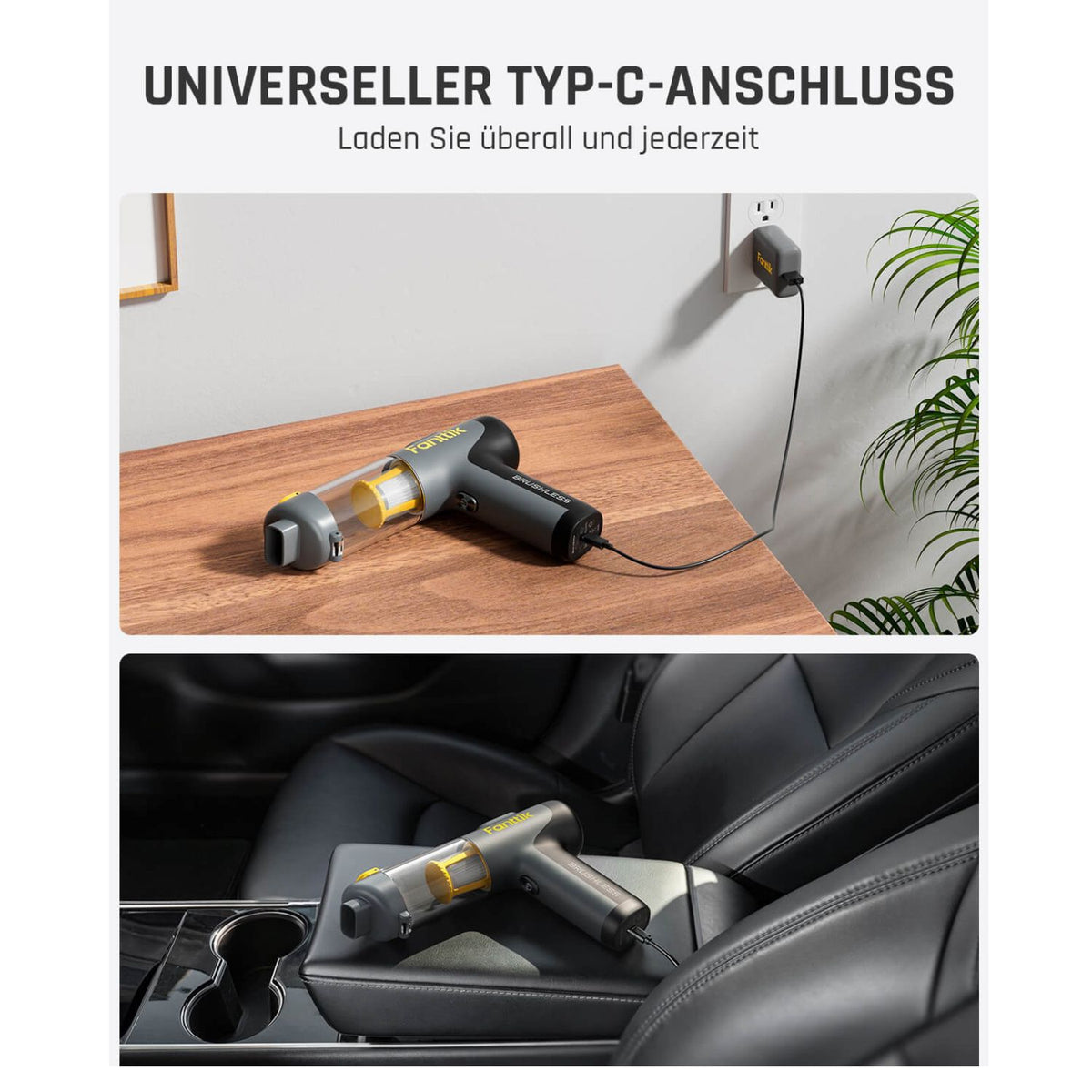 Fanttik Slim V9 Mix Auto-Staubsauger, 4-in-1 kabelloser Handstaubsauger, 12000 PA Hochleistungs-Handstaubsauger Tragbarer Staubsauger für den Innenraum von Autos und zu Hause