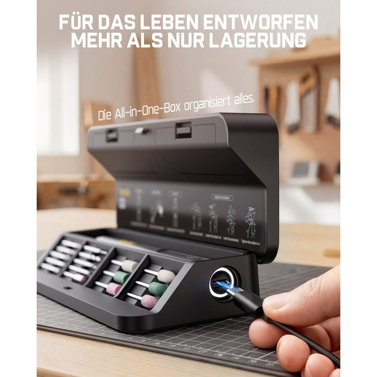 Fanttik F2 Master Kit Mini Akku-Rotationswerkzeug, Gravierstift, 35 Zubehörteile für 3D-gedruckte Veredelung, Schleifen, Polieren, Bohren, Schnitzen, Präzision DIY im