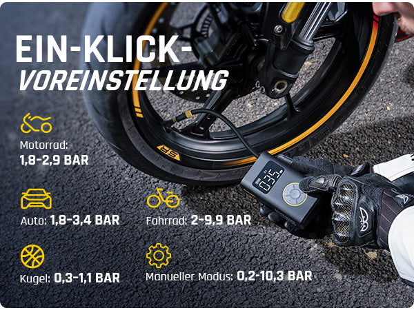 Fanttik X9 Pro Tragbare Elektronische Luftpumpe für Motorrad, 27s schnell aufblasen Elektrische Kompressor mit digitalem Reifendruckmesser, 150psi -Reifenfüller für Elektrofahrrad, Kompakt Auto, Ball