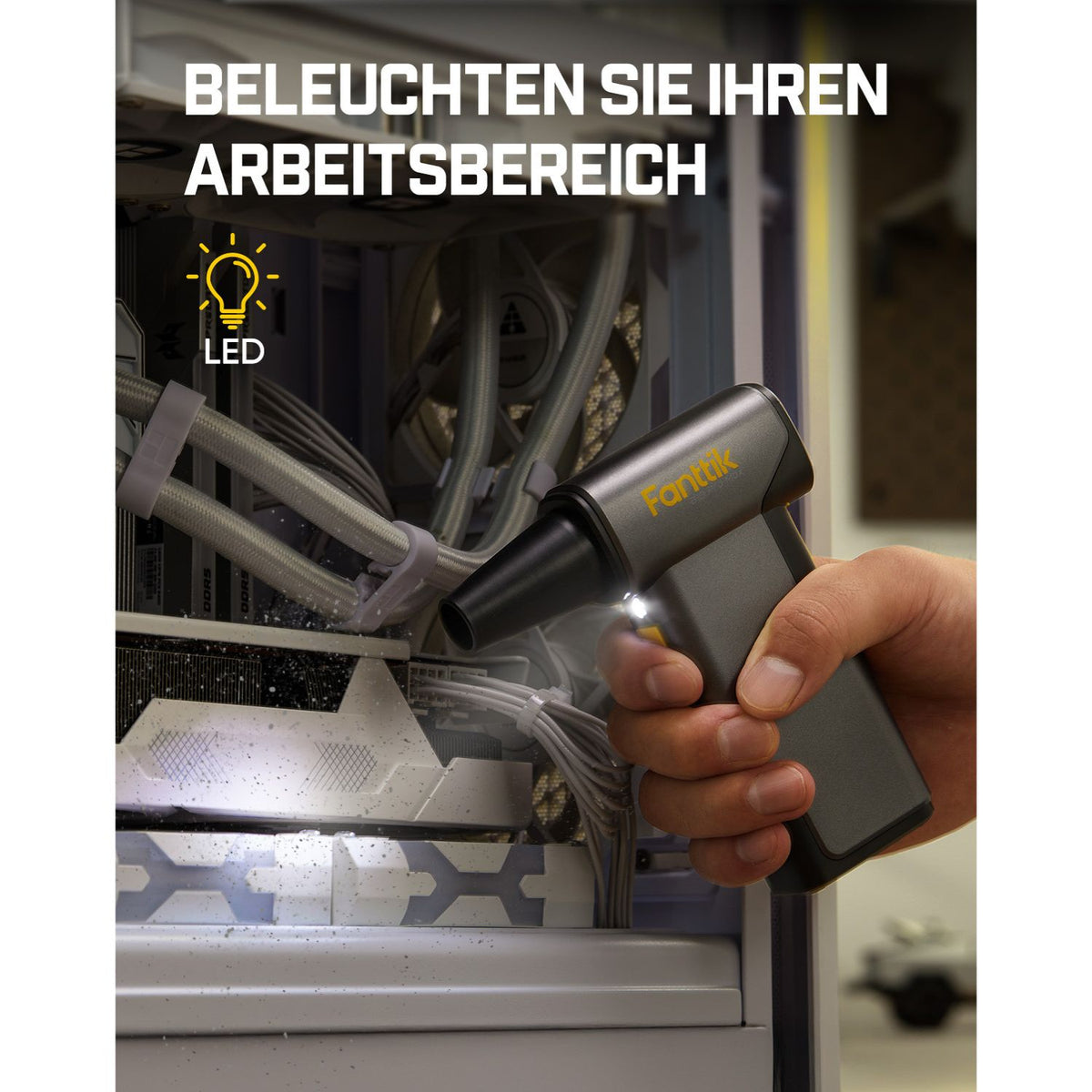 Fanttik B10 Pro Max Elektrischer Druckluftreiniger, 130.000 U/min bürstenloser Motor, Druckluftreiniger, 6 Leistungsstufen, Booster-Funktion per Knopfdruck, 28,8 Wh Akku, elektrischer Druckluftreinige