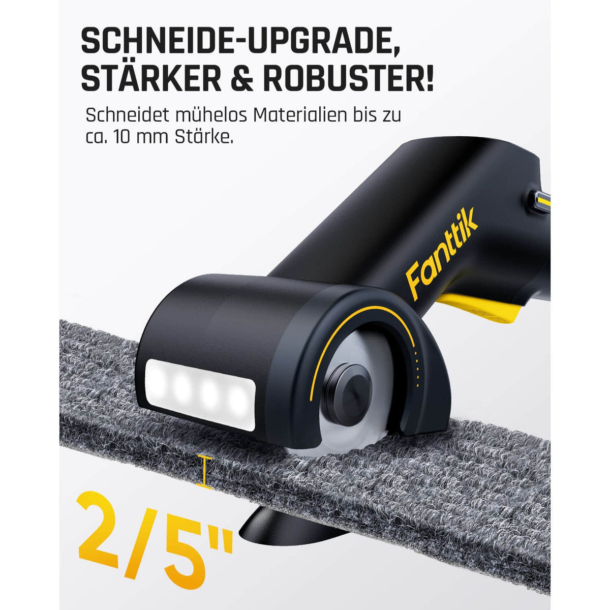 Fanttik C10 Pro BowGuide Elektrischer Kartonschneider, Kalbellose Schere mit LED Anzeige, 2-Geschwindigkeiten, Wiederaufladbarer Rotationsschneider mit Klingen für Stoff, Teppich, Leder, Karton