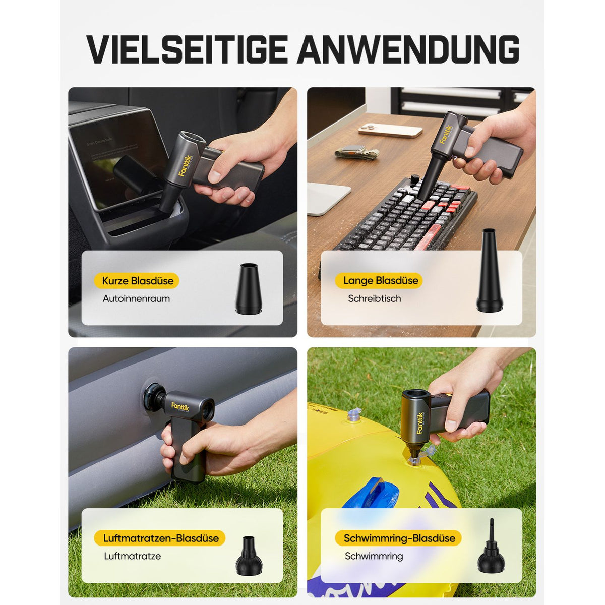 Fanttik B10 Pro Max Elektrischer Druckluftreiniger, 130.000 U/min bürstenloser Motor, Druckluftreiniger, 6 Leistungsstufen, Booster-Funktion per Knopfdruck, 28,8 Wh Akku, elektrischer Druckluftreinige