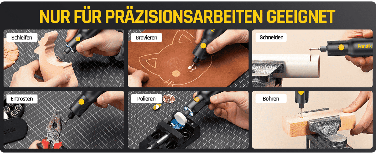 Fanttik F2 PRO Akku Multifunktionswerkzeug, starker Magnetmotor, Revostor-Hub, Rotationswerkzeug Set mit 5 Gang (25000 U/min), zum Schleifen, Polieren, 3D-Druck, Bohren, Schnitzen, Schneiden
