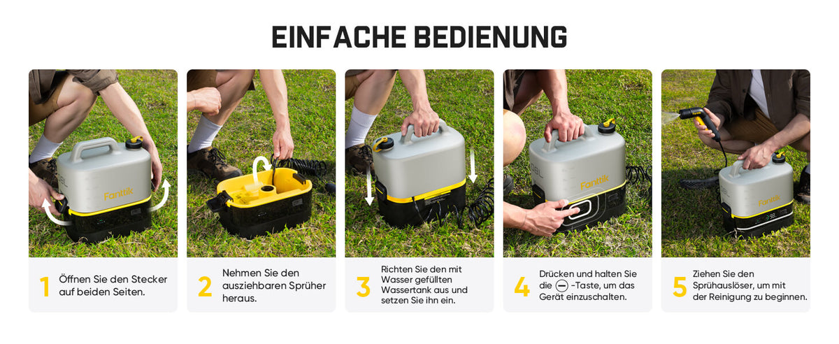 Fanttik NB10 Nano tragbarer Akku-Drucksprüher, 2,1-Gallonen-Tank, 72-98 PSI, HD-LED-Display, 4000mAh, mit Campingleuchte – tragbarer Hochdruckreiniger für Zuhause, Terrasse und Camping
