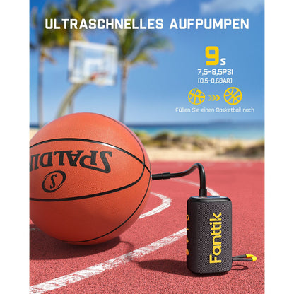 Fanttik X8 Nano Elektrische Ballpumpe, Ultraschnelles Aufpumpen für Sportball, Tragbare Luftpumpe mit Präziser Digitaldruck und LCD-Display für Basketball, Fußball, Volleyball, Rugby
