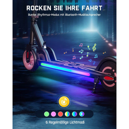 FanttikRide C9 Apex Elektroroller für Kinder im Alter von 8–12 Jahren, Bluetooth-Musiklautsprecher, Bunte Regenbogenlichter, 8/12,8/16 km/h, Faltbarer Elektroroller, Geschenk für Teenager