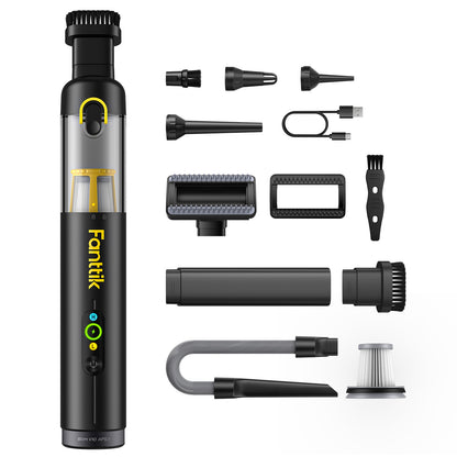 Fanttik Slim V10 Apex Kabelloser 4-in-1 Auto & Mini-Handstaubsauger mit 19000 Pa Saugkraft, Smarter Digitalanzeige und 2 Saugmodi für Auto, Büro & Tastaturen