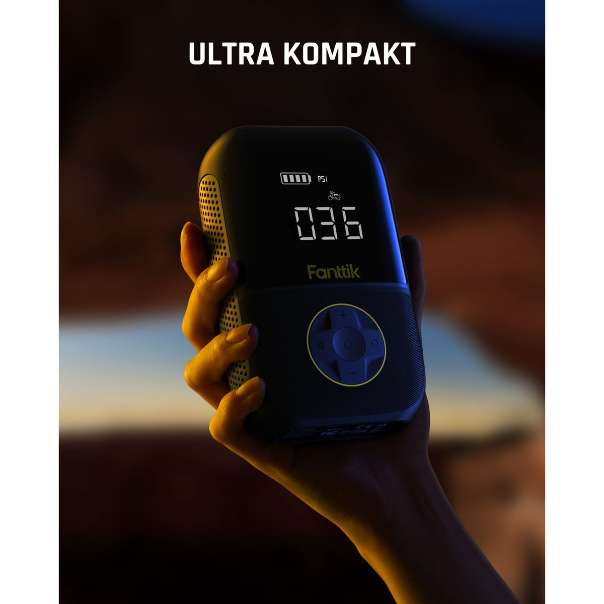 Fanttik X8 Mini Elektrische Luftpumpe, 10,3 BAR/150 PSI Tragbar Fahrradpumpe, Elektrischer Kompressor mit Digitalem LCD-Bildschirm und 4 Modi für Auto, Fahrrad, Motorrad, Bälle