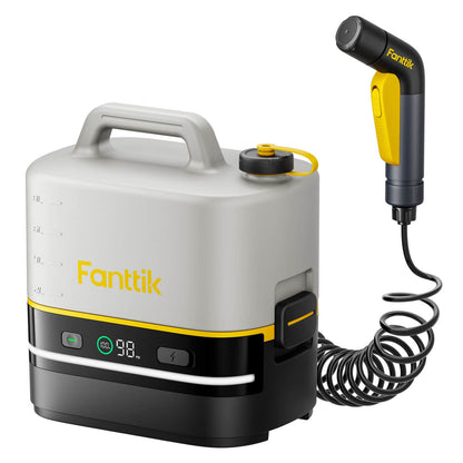 Fanttik NB10 Nano tragbarer Akku-Drucksprüher, 2,1-Gallonen-Tank, 72-98 PSI, HD-LED-Display, 4000mAh, mit Campingleuchte – tragbarer Hochdruckreiniger für Zuhause, Terrasse und Camping