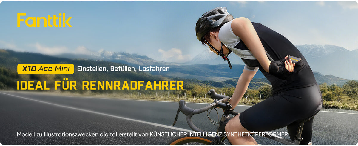 Fanttik X10 Ace Mini akku Fahrradpumpe mit Manometer, 120 PSI elektrische Fahrradpumpe mit Presta- und Schrader-Ventil, Auto-Stopp, schnelles Aufpumpen für Rennrad, Mountainbike, Motocross und E-Bike