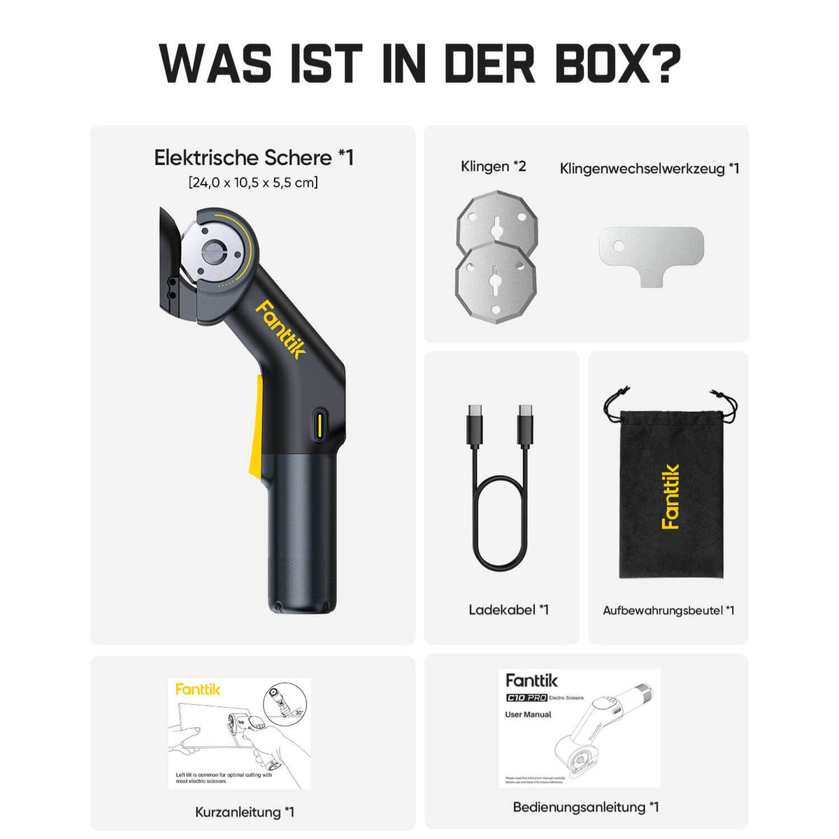 Fanttik C10 Pro BowGuide Elektrischer Kartonschneider, Kalbellose Schere mit LED Anzeige, 2-Geschwindigkeiten, Wiederaufladbarer Rotationsschneider mit Klingen für Stoff, Teppich, Leder, Karton