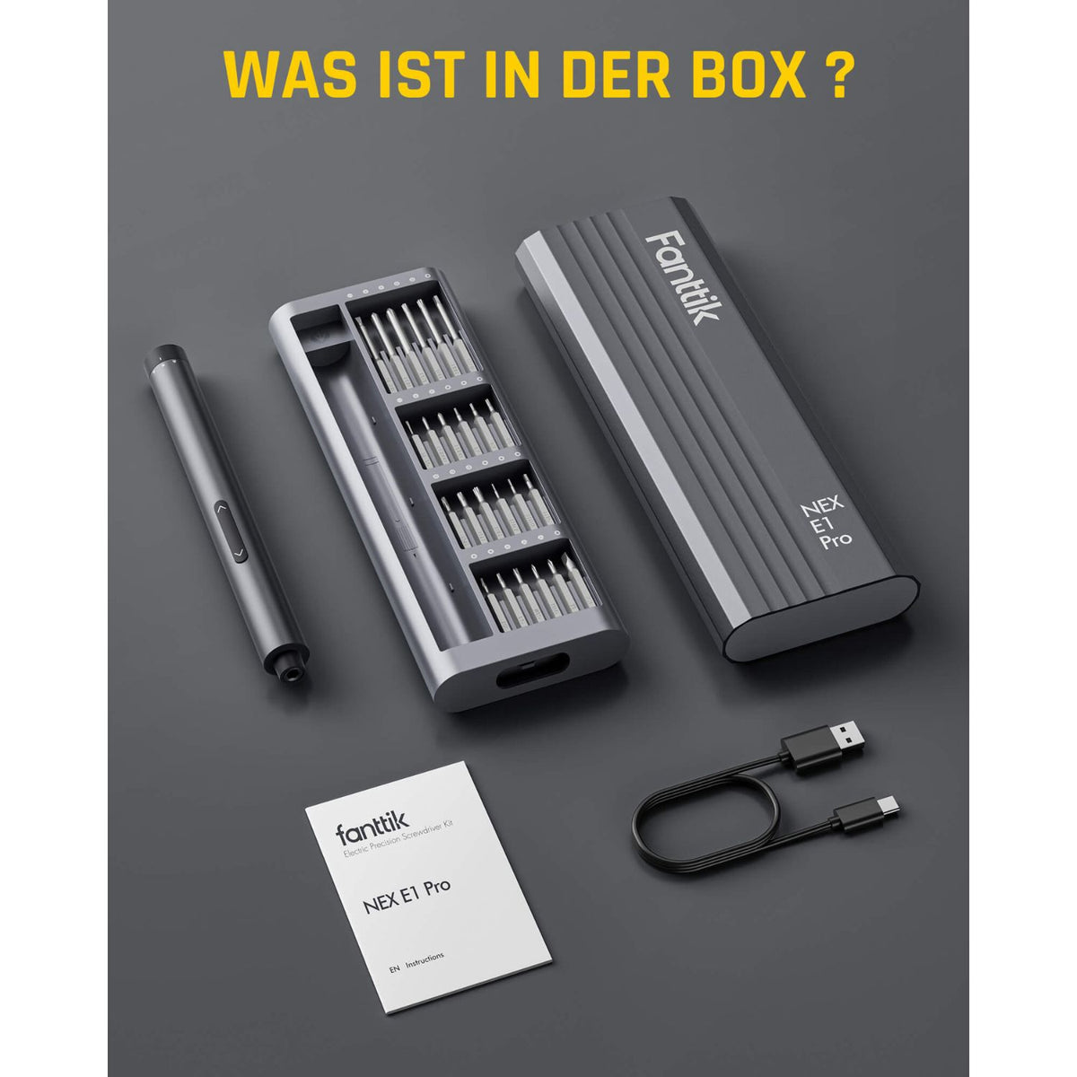 Fanttik E1 Pro Elektrisches Schraubendreher 50 in 1 Magnetische Präzisions-Schraubendreher Kit, 2 Gänge Drehmoment, 5/32 Zoll Sechskant, Geeignet für Reparatur für iPhone,Laptop, Brillen, Uhren