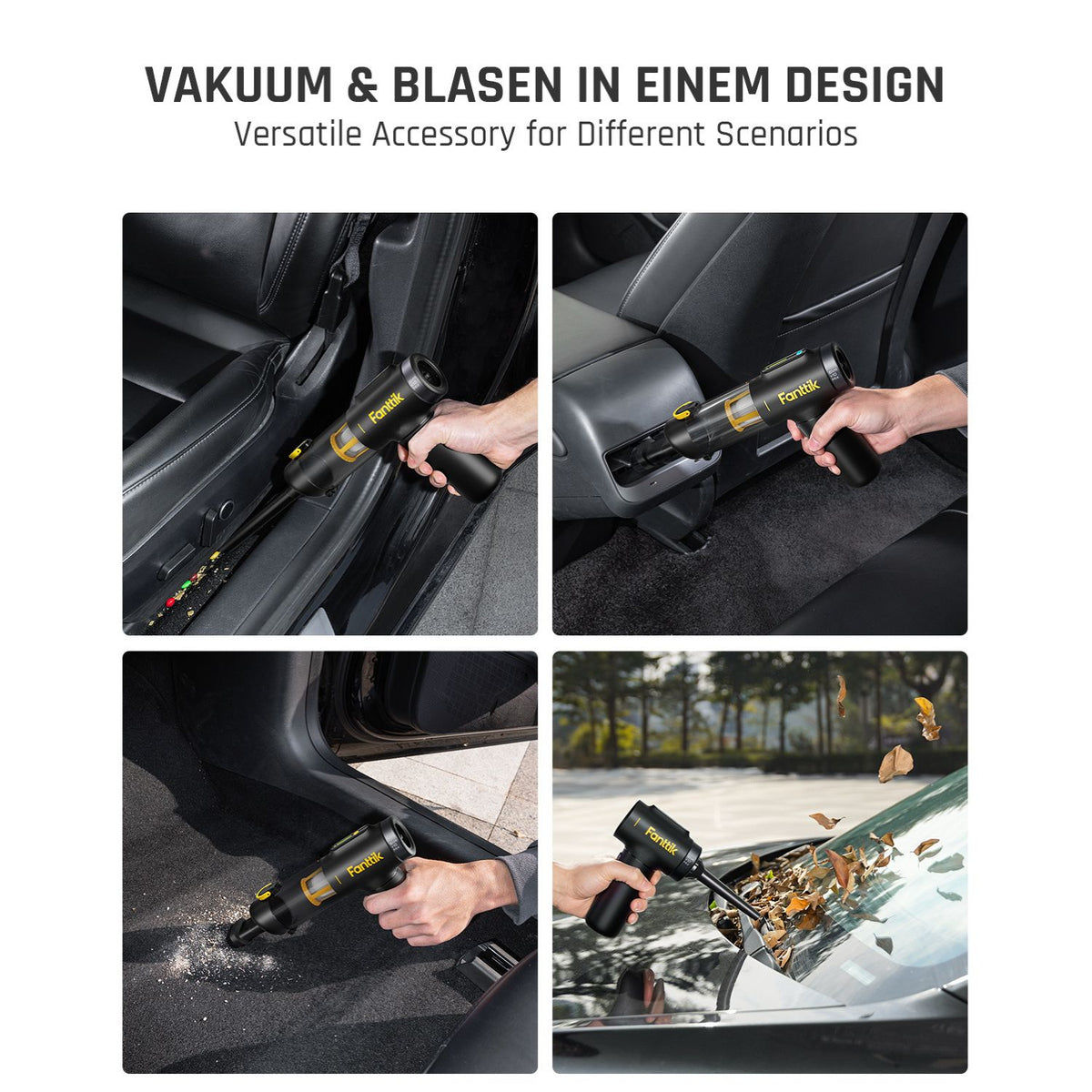 Fanttik Slim V10 Mix Kabelloser Auto-Staubsauger, 4-in-1 Handstaubgebläse, Smart-LED-Farbdisplay, 16 kPa Starke Saugleistung, tragbarer Mini-Staubsauger für Auto, Büro & Tastaturen
