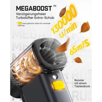 Fanttik B10 Pro Max Elektrischer Druckluftreiniger, 130.000 U/min bürstenloser Motor, Druckluftreiniger, 6 Leistungsstufen, Booster-Funktion per Knopfdruck, 28,8 Wh Akku, elektrischer Druckluftreinige