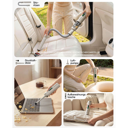 Fanttik Slim V10 Ultra kabelloser Autostaubsauger, 4-in-1 Mini Handstaubsauger mit 19 kPa Saugkraft, frei kombinierbarem Zubehör, 2 Saugmodi für Auto, kleine Arbeiten, Tastatur und Büro