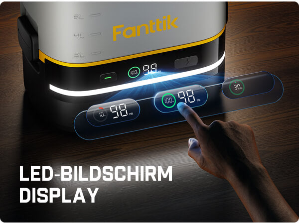 Fanttik NB10 Nano tragbarer Akku-Drucksprüher, 2,1-Gallonen-Tank, 72-98 PSI, HD-LED-Display, 4000mAh, mit Campingleuchte – tragbarer Hochdruckreiniger für Zuhause, Terrasse und Camping