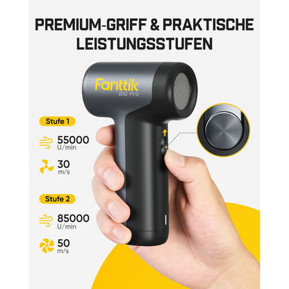 Fanttik B10 Pro Elektrische Staubgebläse, 110.000 U/min bürstenloser Motor, Luftreiniger, 3-Gang einstellbare Mini-Gebläse mit Ein-Knopf-Booster, Air Duster für PC, Tastatur, Elektronik und Werkbank
