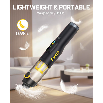 Fanttik Slim V10 Lite Kabelloser Handstaubsauger, 0,45 kg Leichtbau mit All-in-One-Station, 12000 Pa Saugkraft & Smart-LED-Display, tragbarer Mini-Staubsauger für Küche, Haushalt und Auto