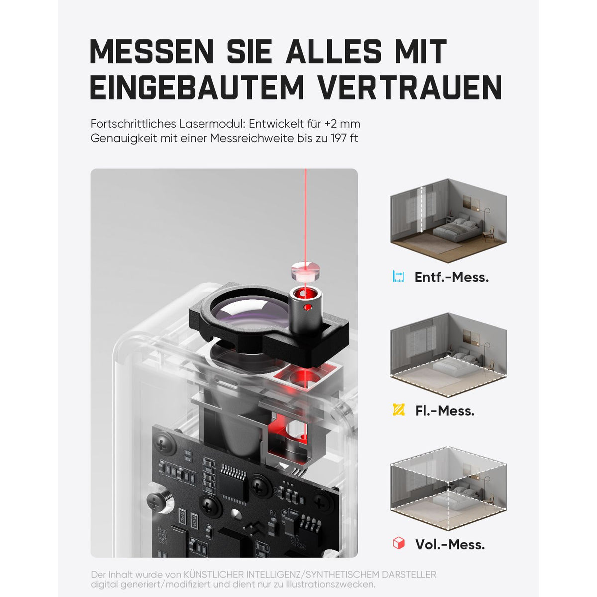 Fanttik A11 Ultra 3-in-1 Laser-Entfernungsmesser, 60 m, IPS-Touchscreen mit seitlichem LCD, Radrolle, 3-Achsen-Digitalwasserwaage, aufladbar für Heimwerker- und Innenprojekte
