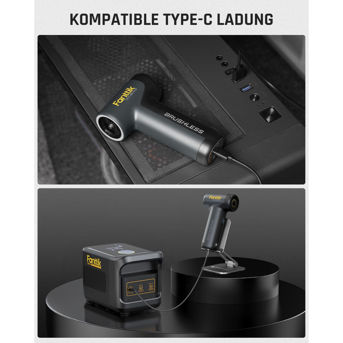 Fanttik B8 Ace Elektrische Staubgebläse Druckluftspray, 110000 U/min, Druckluft Compressed Air Duster mit 2600mAh Akku, Reinigungsbürste, LED-Licht, Staubgebläse für Tastatur, PC-Gehäuse, Schrank