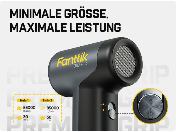 Fanttik B10 Pro Elektrische Staubgebläse, 110.000 U/min bürstenloser Motor, Luftreiniger, 3-Gang einstellbare Mini-Gebläse mit Ein-Knopf-Booster, Air Duster für PC, Tastatur, Elektronik und Werkbank