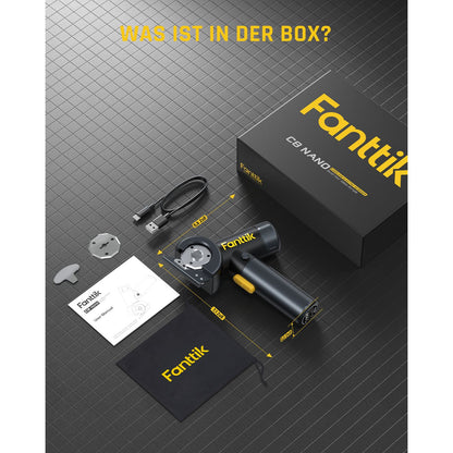 Fanttik C8 Nano Elektrische Schere, Kartonschneider Elektrisch mit Bildschirm, LED-Licht, 3 Geschwindigkeitsstufen, Wiederaufladbarer Akku, Geeignet für Stoffe, Teppiche, Leder, Kartons - Schwarz