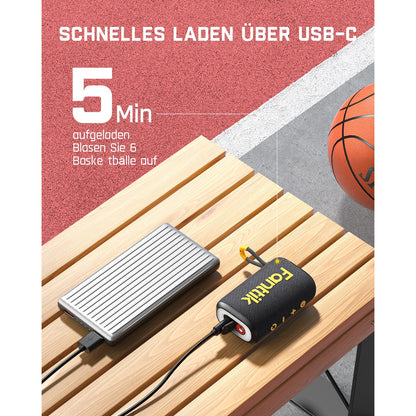 Fanttik X8 Nano Elektrische Ballpumpe, Ultraschnelles Aufpumpen für Sportball, Tragbare Luftpumpe mit Präziser Digitaldruck und LCD-Display für Basketball, Fußball, Volleyball, Rugby