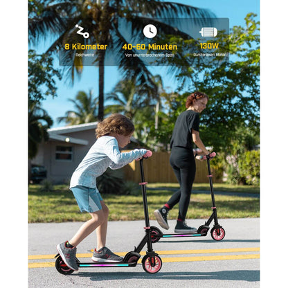 FanttikRide C9 Apex Elektroroller für Kinder im Alter von 8–12 Jahren, Bluetooth-Musiklautsprecher, Bunte Regenbogenlichter, 8/12,8/16 km/h, Faltbarer Elektroroller, Geschenk für Teenager