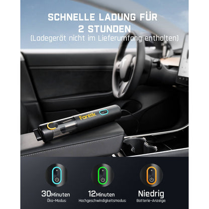 Fanttik Slim V8 Mate Akku-Autostaubsauger mit Hoher Leistung, 12000 Pa/30 AW, RobustClean™ Tragbarer Staubsauger mit flexiblem Schlauch und Haustierbürste für die Innenreinigung von Autos