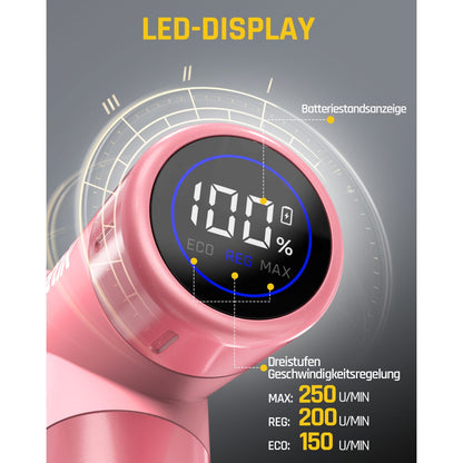 Fanttik C8 Nano Elektrische Schere, Kartonschneider Elektrisch mit Bildschirm, LED-Licht, 3 Geschwindigkeitsstufen, Wiederaufladbarer Akku, Geeignet für Stoffe, Teppiche, Leder, Kartons - Rosa