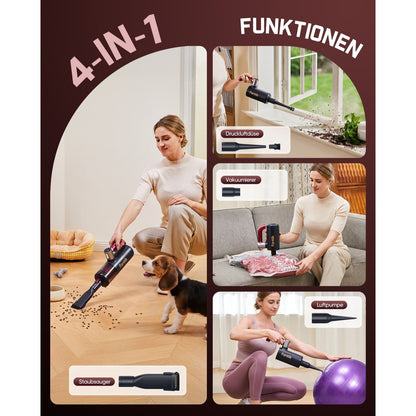 Der Fanttik Cruise V11 APEX ist ein 4-in-1 Multifunktionsgerät.

1. **Staubsaugen**: Reinigen von Böden, Haustierkrümeln und Oberflächen.
2. **Luftbläser**: Entfernen von Staub auf Fensterbänken und empfindlichen Geräten.
3. **Vakuumfunktion**: Luft aus Aufbewahrungsbeuteln absaugen.
4. **Luftpumpe**: Bälle, Yogamatten und andere aufblasbare Gegenstände aufpumpen.