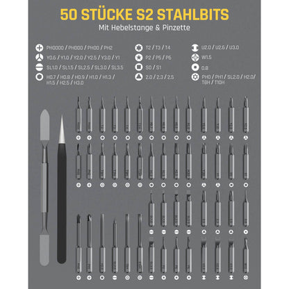 Fanttik X5 Max Feinmechaniker Schraubendreher Set, 50-in-1 magnetische Bits, kleiner Schraubendrehersatz, Magnetgehäuse, 5/32-Zoll-Sechskant, Reparaturwerkzeug für Telefon, Kamera, Laptop, Uhr