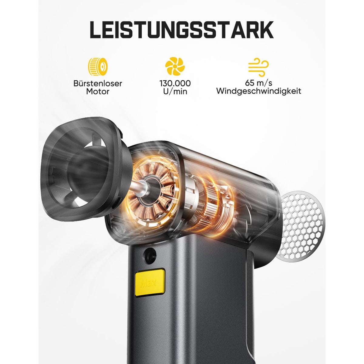 Fanttik B10 Pro Max Elektrischer Druckluftreiniger, 130.000 U/min bürstenloser Motor, Druckluftreiniger, 6 Leistungsstufen, Booster-Funktion per Knopfdruck, 28,8 Wh Akku, elektrischer Druckluftreinige