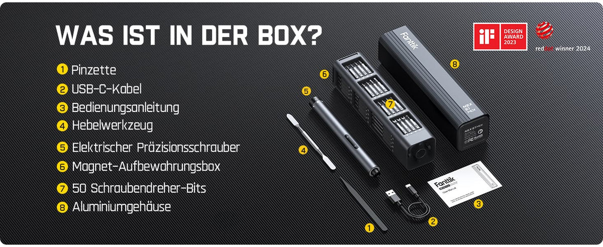 Fanttik E1 Max Mini Elektro Schraubendreher Set, 50 in 1 Magnetische Präzisions-Schraubendreher Kit, 2 Gänge Drehmoment, 5/32 Zoll Sechskant, Geeignet für Reparatur für iPhone,Laptop, Brillen, Uhren