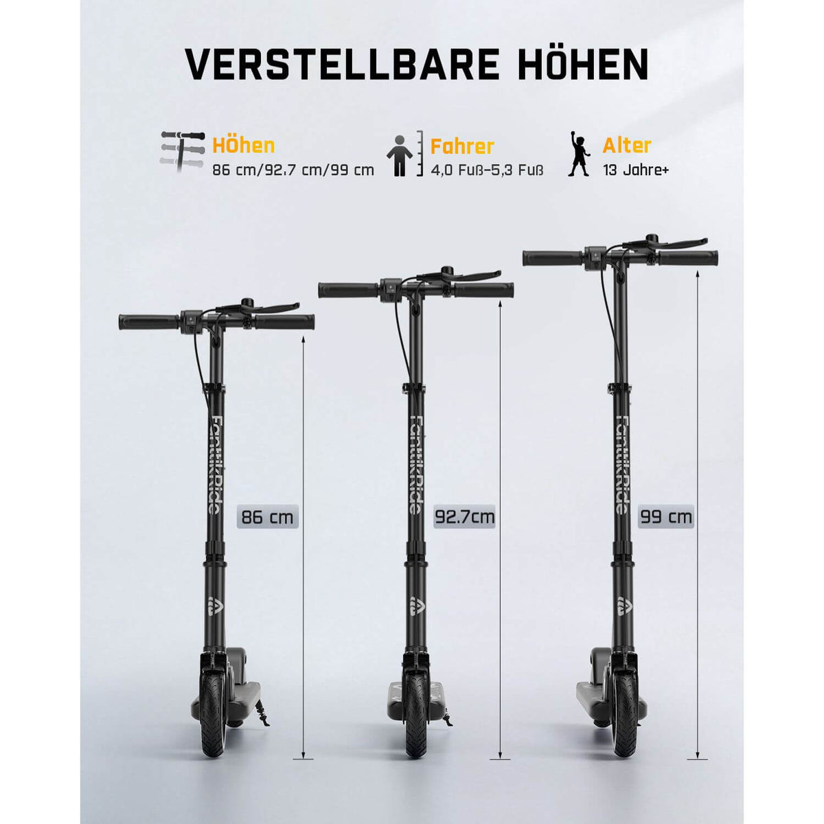 FanttikRide T9 Elektroroller für Kinder, 7/10/12 MPH, LED-Anzeige, höhenverstellbar, faltbar, Gummiräder, leicht, Geschenke für Jungen und Mädchen