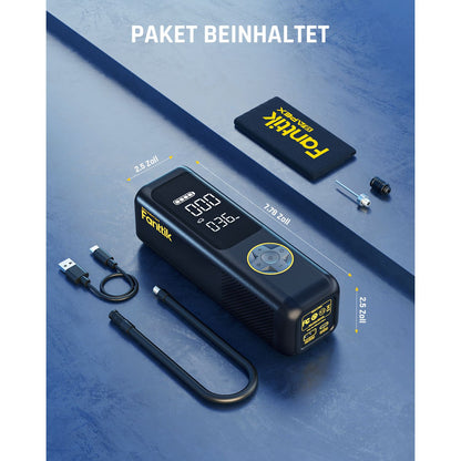 Fanttik X8 APEX™ 7800mAh Tragbare Elektronische Luftpumpe 12V, 10,3BAR / 150PSI Elektrischer Kompressor 2X Schneller, Dualer Bildschirm mit LCD, 5 Modi für Autos, E-Bikes, Motorräder, Bälle