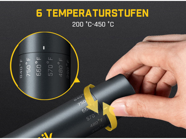 Fanttik T1 Max Präzisions Lötkolben Set, kabelloser Lötkolben, 7 Sek. schnelles Aufheizen，6 Temperatur Einstellbar 200~450 ℃, 4 Lötspitzen (C210), 360° drehbarer Ständer, Lötkolben für Reparaturen