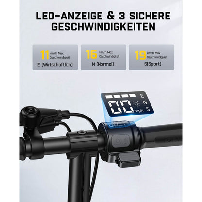 FanttikRide T9 Apex Elektroroller für Kinder ab 13 Jahren, Bunte LED-Lichter mit Bluetooth-Musiklautsprecher, 12/16/20 KMH Digitalanzeige, Höhenverstellbar, Faltbarer E-Scooter für Teenager