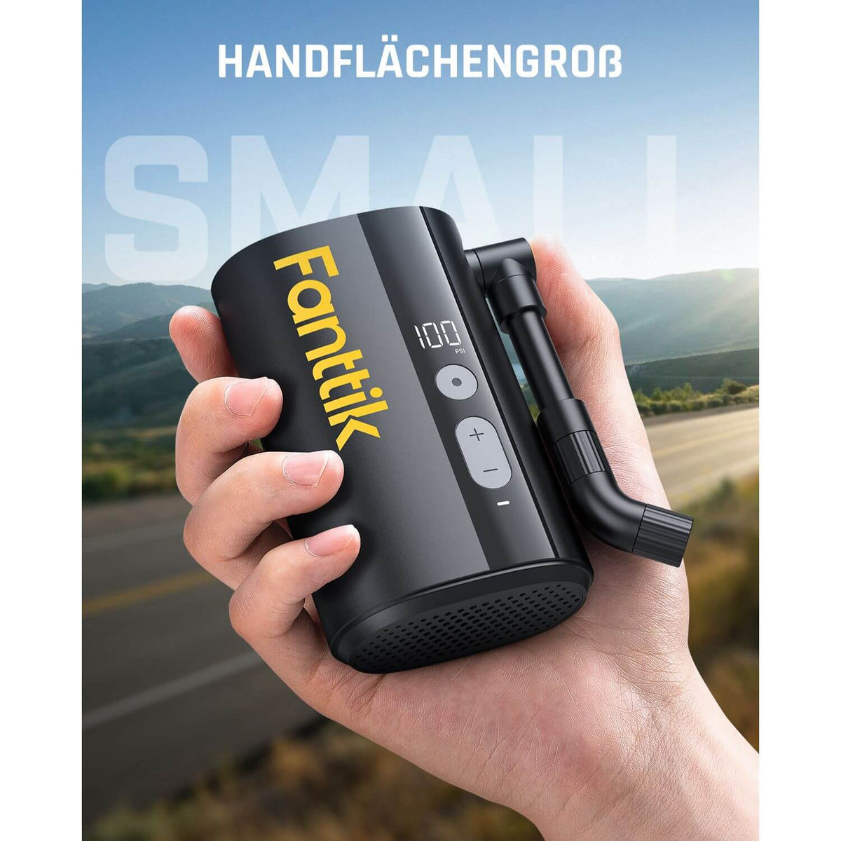 Fanttik X9 Ace Mini Fahrradpumpe, Akku Kompressor, 32s Schnellaufblasbare Elektrische Fahrradpumpe, 150 PSI Luftpumpe mit Presta- und Schrader-Ventil, für Rennrad, Mountainbike, E-Bike, Stadtrad