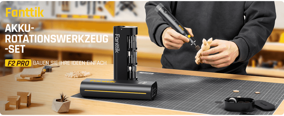 Fanttik F2 PRO Akku Multifunktionswerkzeug, starker Magnetmotor, Revostor-Hub, Rotationswerkzeug Set mit 5 Gang (25000 U/min), zum Schleifen, Polieren, 3D-Druck, Bohren, Schnitzen, Schneiden