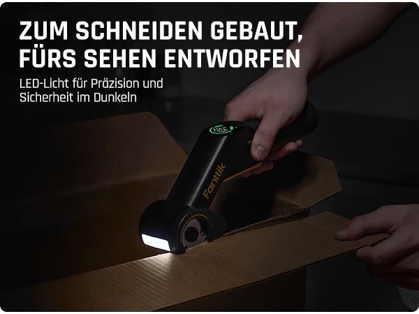 Fanttik C10 Pro BowGuide Elektrischer Kartonschneider, Kalbellose Schere mit LED Anzeige, 2-Geschwindigkeiten, Wiederaufladbarer Rotationsschneider mit Klingen für Stoff, Teppich, Leder, Karton