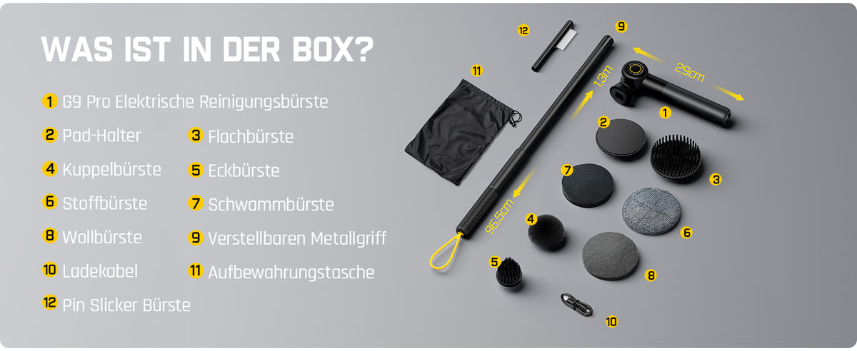 Fanttik Flip G9 Pro Elektrische Reinigungsbürste, VoltiPulse Motor, Dual-Speed, 6 Bürstenköpfe, Flexibler Winkel & Ausziehbarer Griff, IPX7 Wasserdicht, Typ-C Ladung für Boden, Fliesen, Fugen -Schwarz